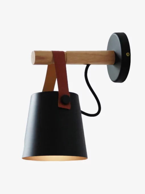 Applique LED in legno nero con paralume sospeso