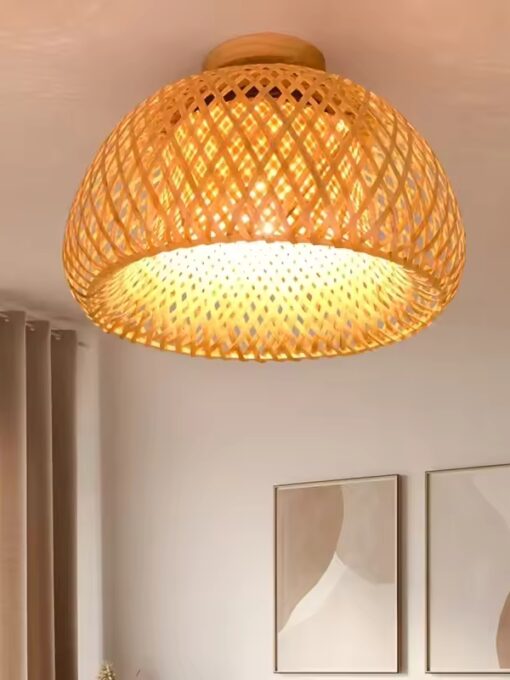 Plafoniera in rattan a campana D30 cm