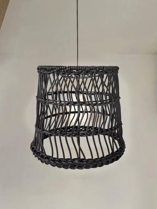 Cestino paralume in rattan naturale NERO D15 cm