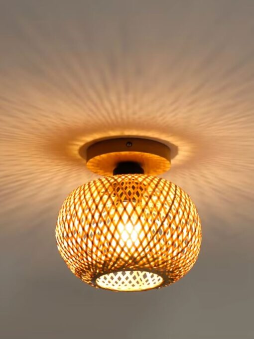 Plafoniera in rattan a campana D20 cm