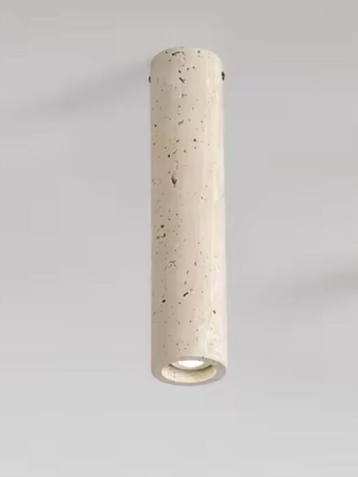 Plafoniera cilindrica in travertino naturale (grande) D6,5 cm