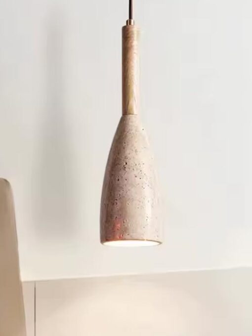 Lampada a sospensione in travertino naturale D10 cm