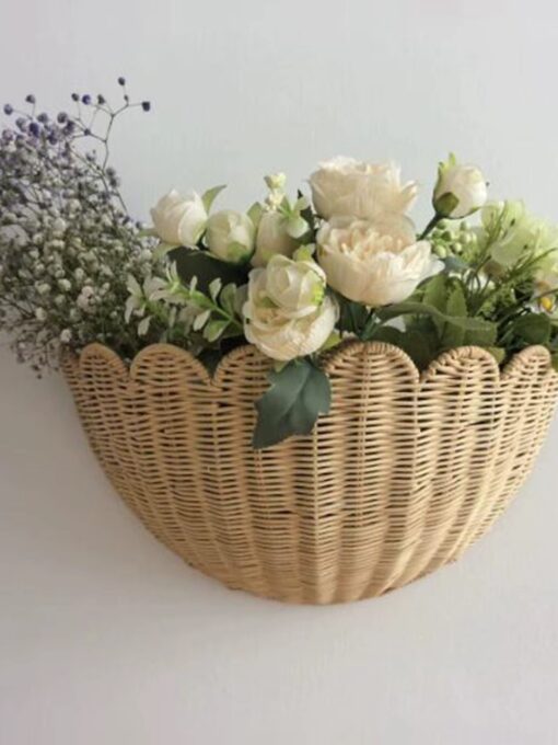 Cestino da parete in rattan 40x28 cm