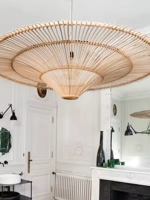 Lampada a sospensione in rattan di design D120 cm