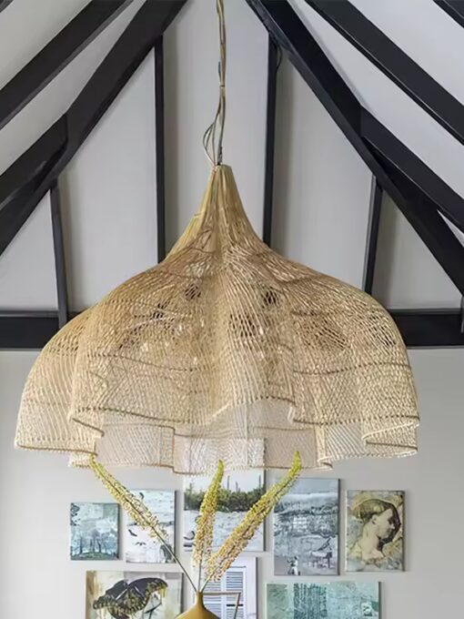 Lampada a sospensione in rattan "Flower" D60cm