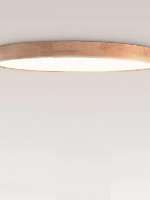 Plafoniera in legno rotonda con Led (bianco caldo) molto sottile D50cm