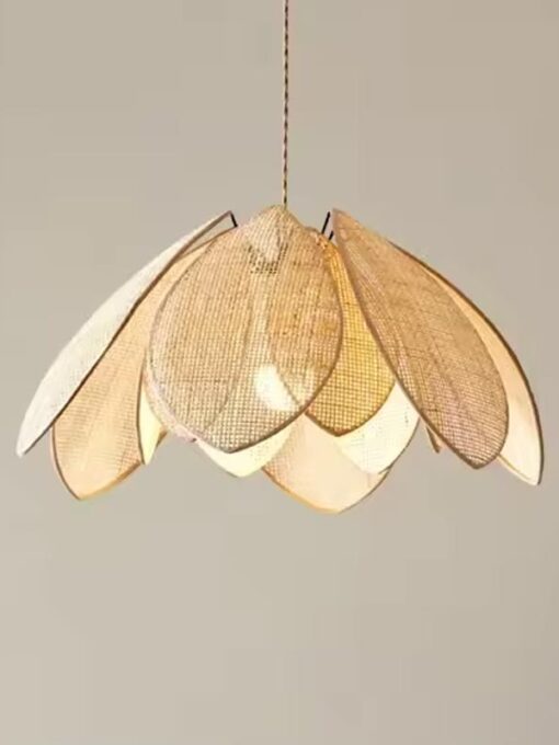 Lampada a sospensione a maglia quadrata in rattan Petal D65cm