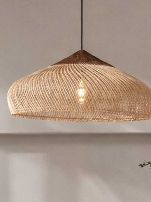 Lampada a sospensione in rattan e legno D60cm
